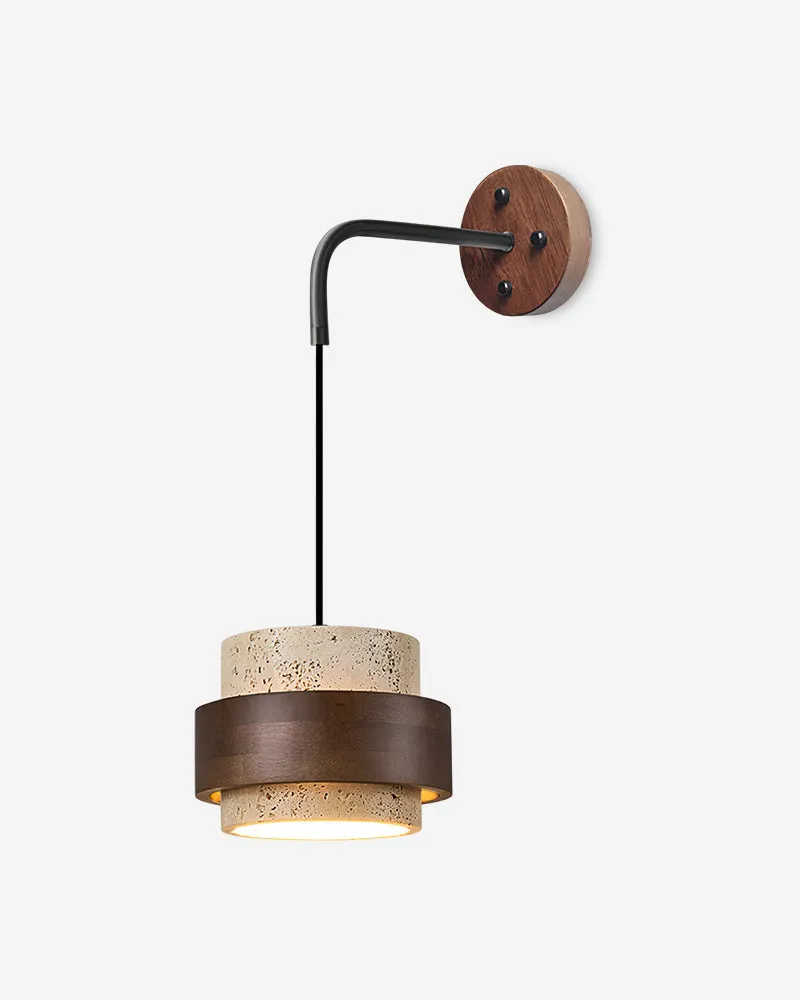 Wall Sconce in Travertine and Wood | Kera