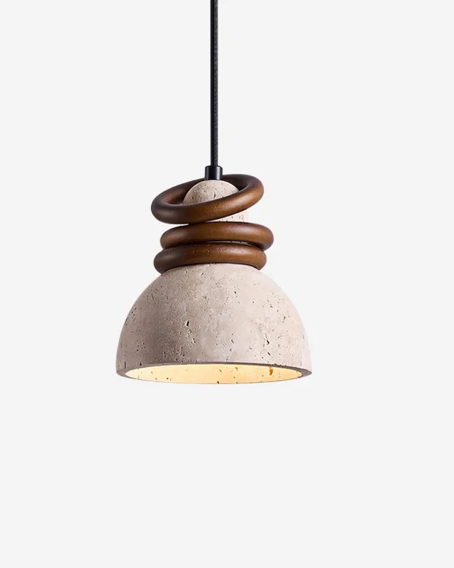 Pendant Light in Travertine and Walnut | Iro