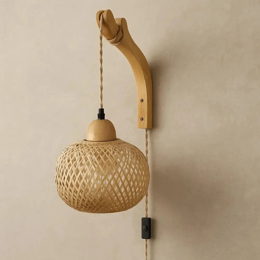 Wall Sconce Bamboo Woven Lantern | Bamora