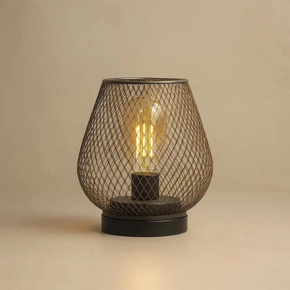 Cordless Lamp Gold Metal Mesh | Dorélya