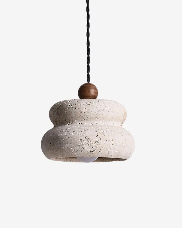 Pendant Light in Travertine and Wood | Firo