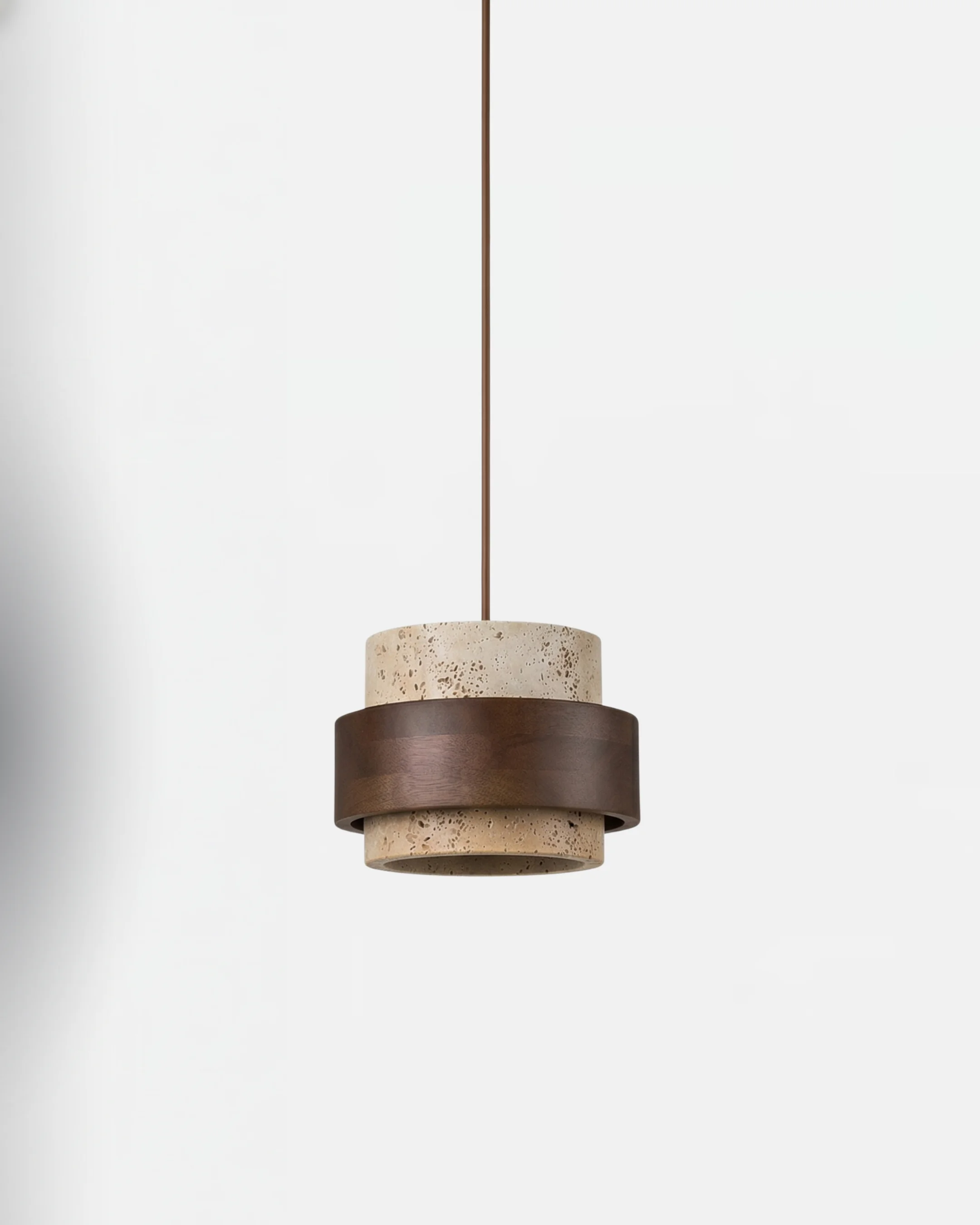 Pendant Light in Travertine and Wood | Kotor