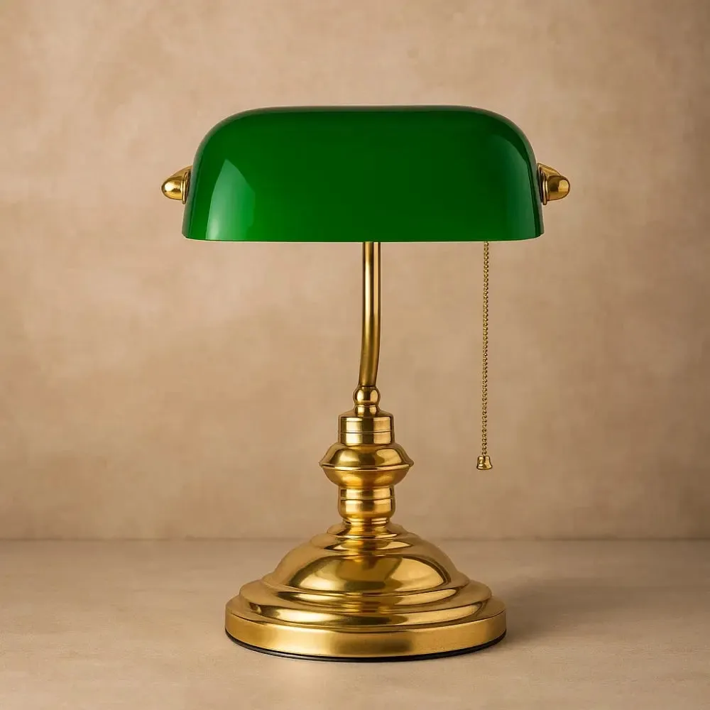 Table Lamp Green Glass and Brass | Emeraude