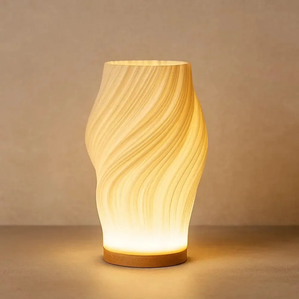 Table Lamp Wood Sculptural Wave | Ondelys