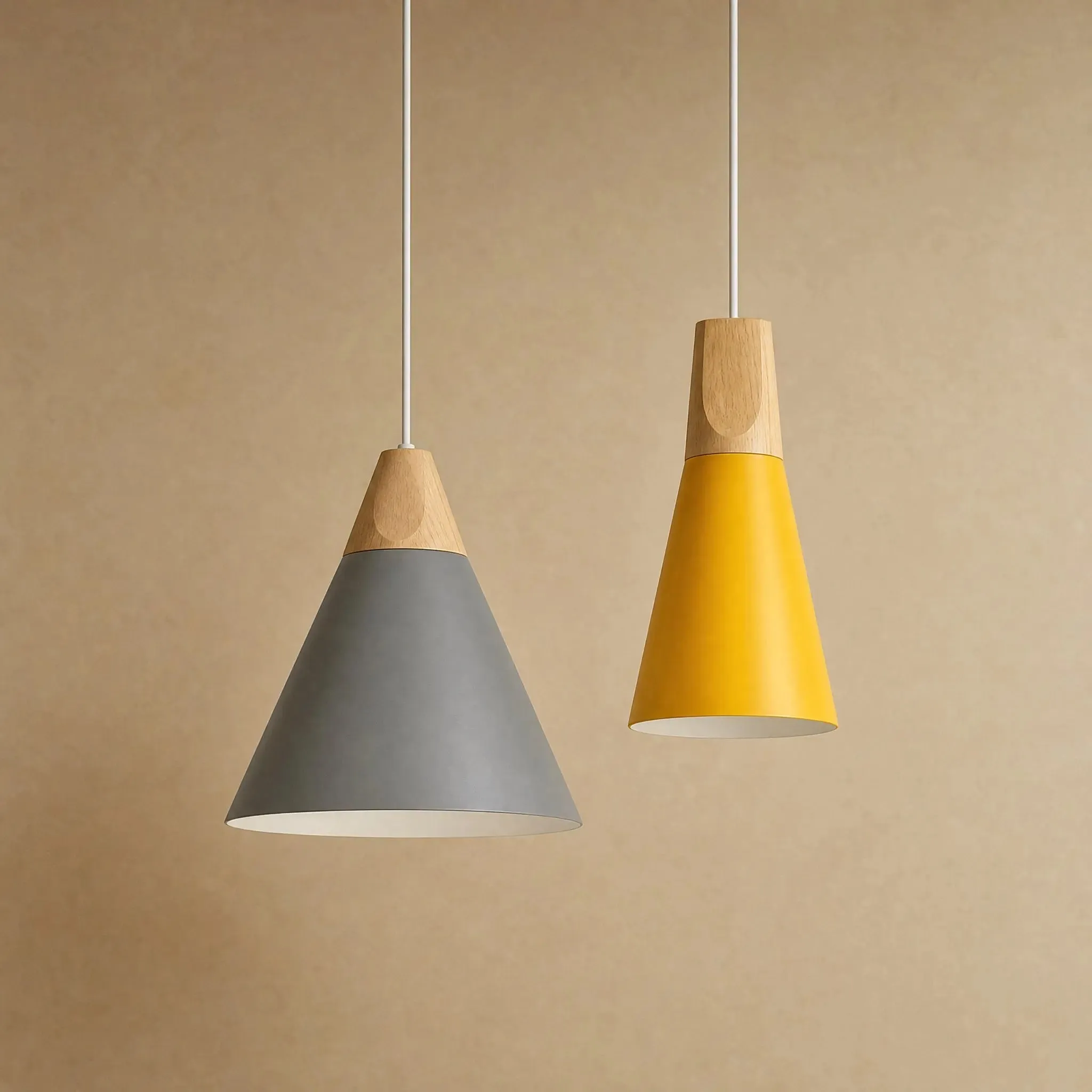 Pendant Light Wood and Metal Scandinavian Cone | Askelya