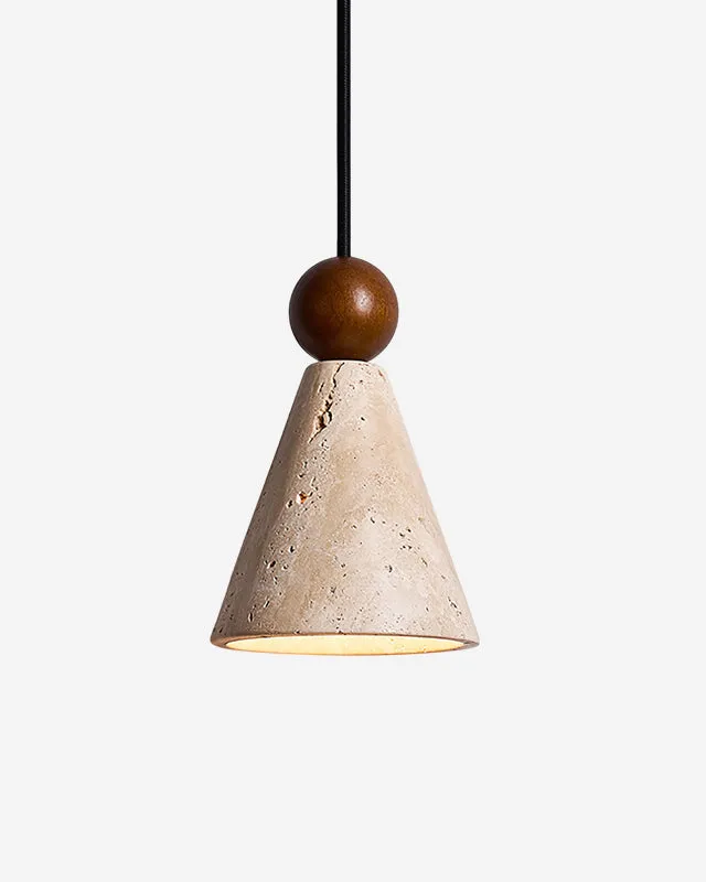 Pendant Light in Travertine and Walnut | Eos