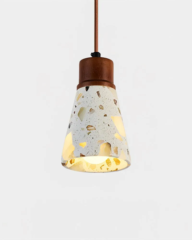 Pendant Light in Terrazzo and Walnut Wood | Omi