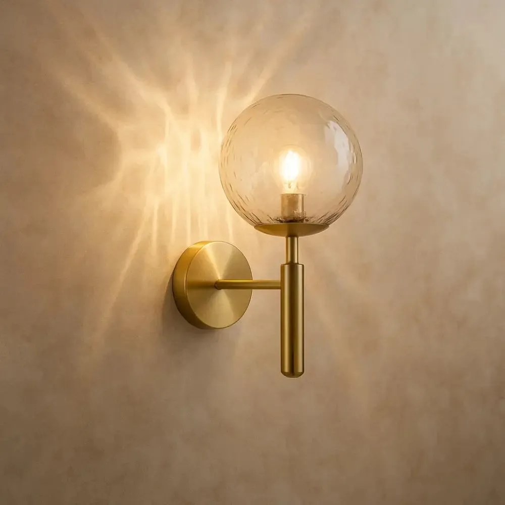 Wall Sconce Glass and Brass Globe | Elyndra