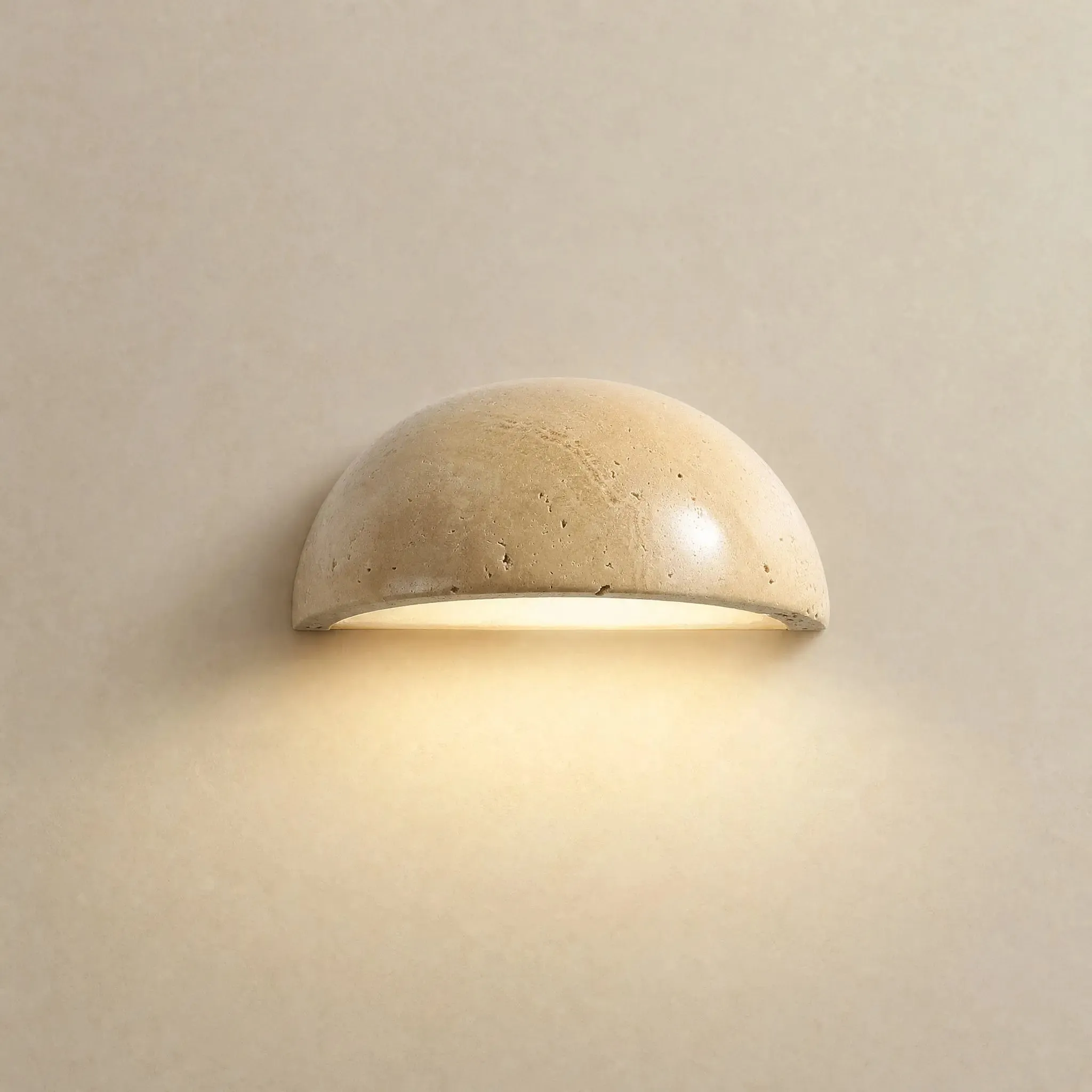 Wall Sconce Travertine Half-Moon Dome | Sabikura