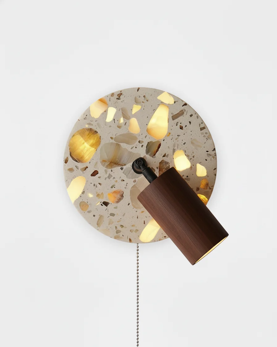 Wall Sconce Terrazzo and Walnut Wood | Bado