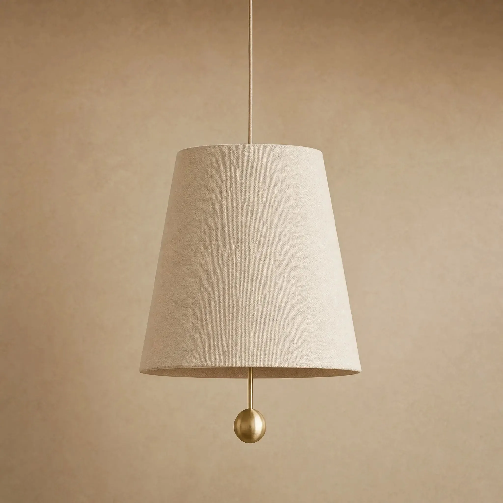 Pendant Light Canvas Cone with Brass Accent | Tissandre