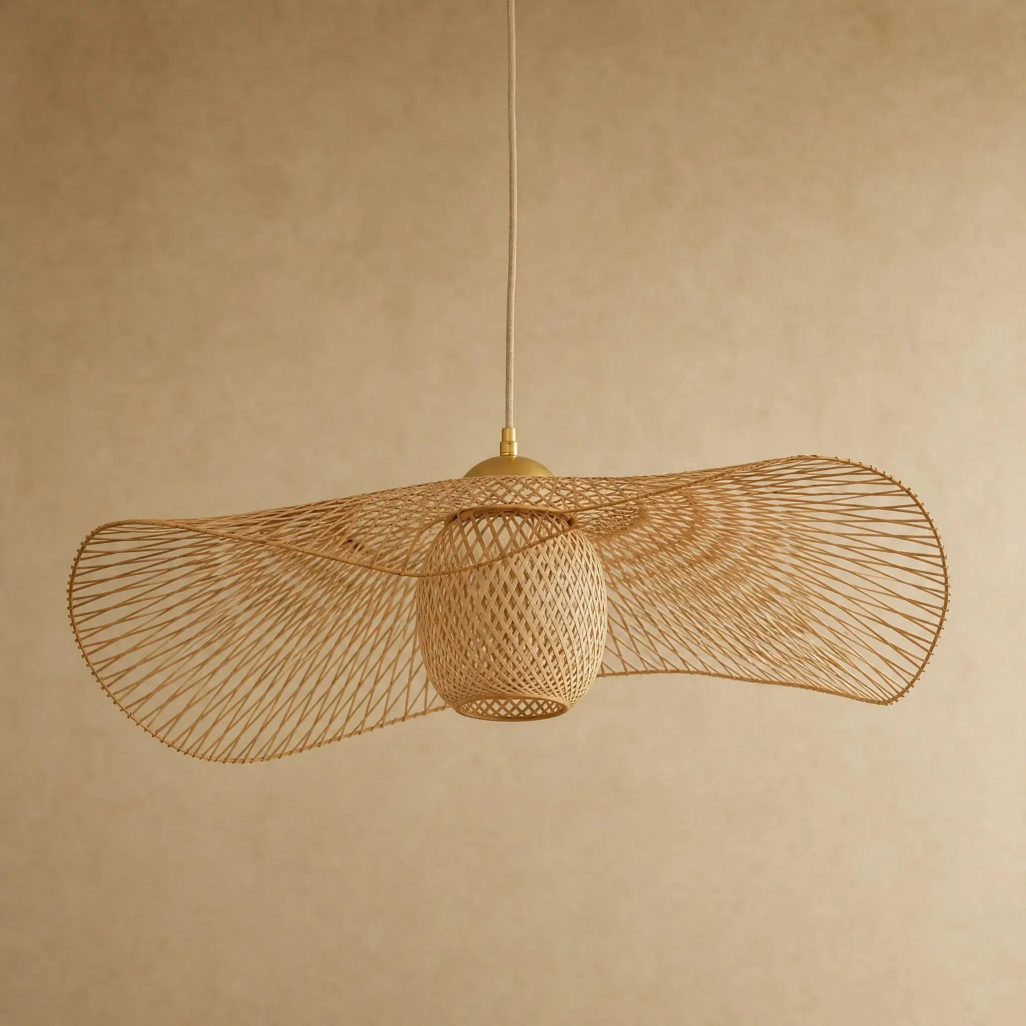 Pendant Light Bamboo Woven Hat | Takenya