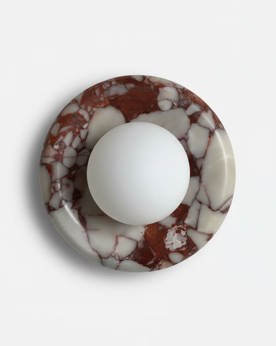 Wall Sconce Marble Frosted Glass Globe | Rubi