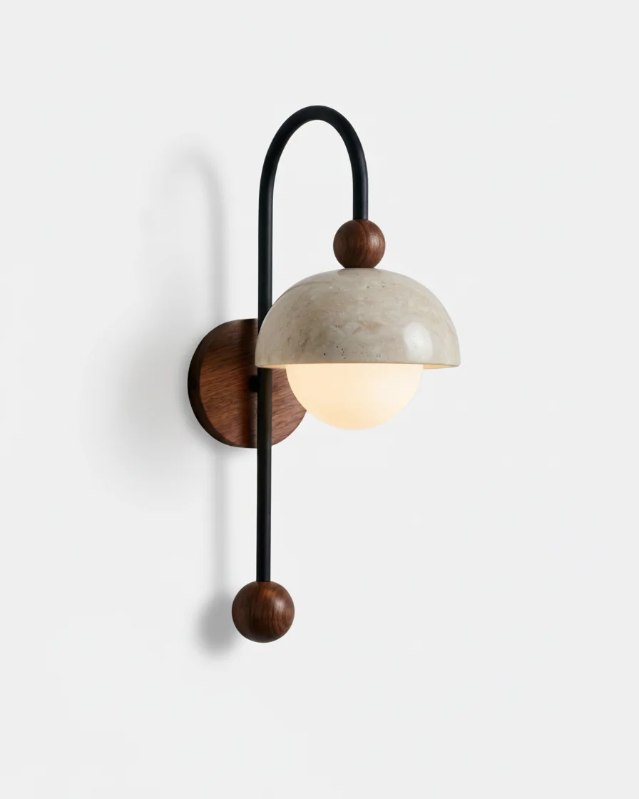 Wall Sconce Travertine and Wood | Keno