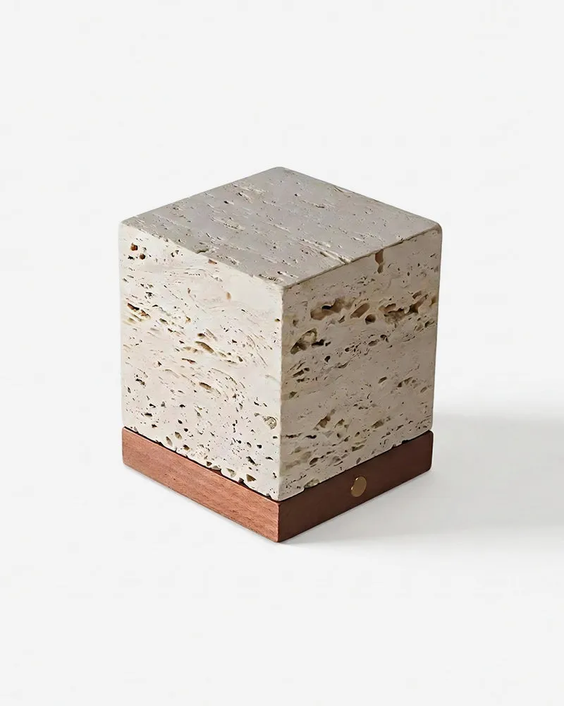 Table Lamp Travertine Stone Cube | Oma