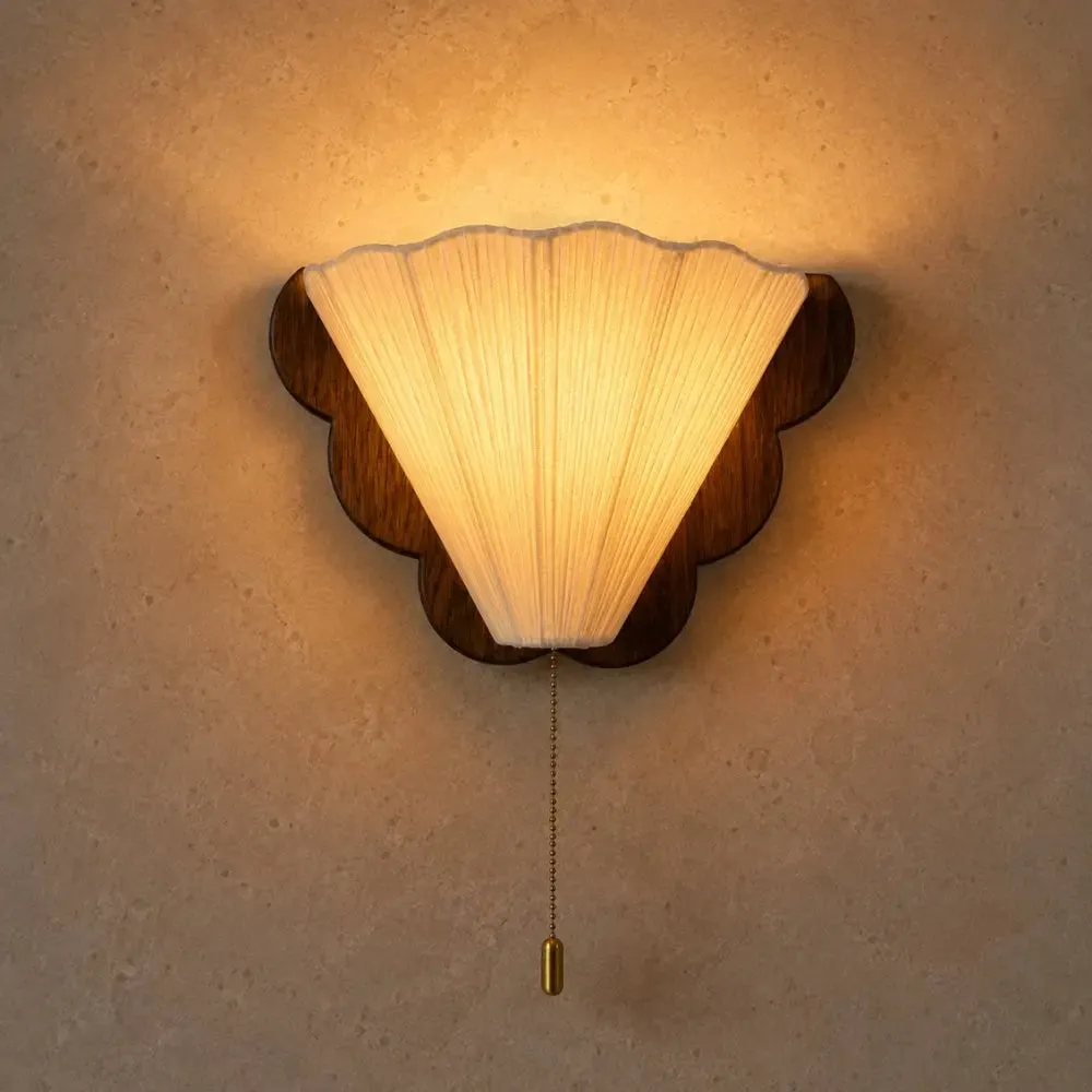 Wall Sconce Wood Pleated Fan Shade | Ventyra