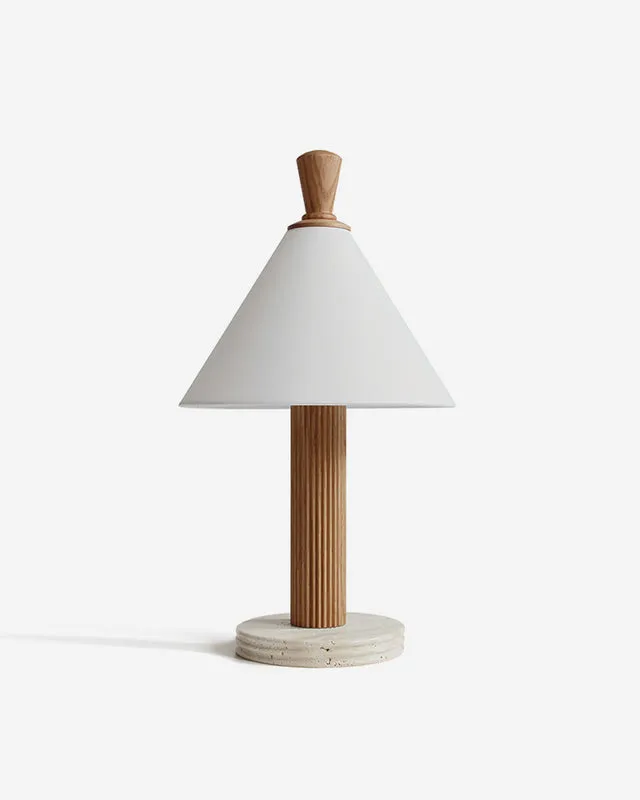 Table Lamp in Travertine and Fluted Wood | Téa