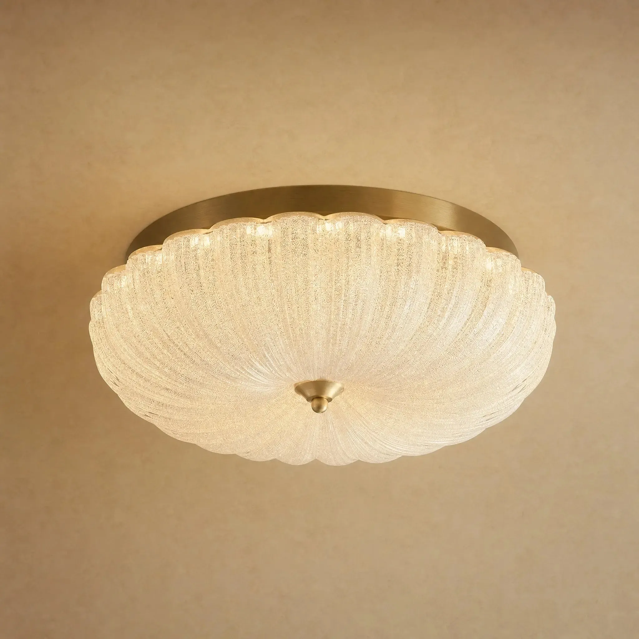 Ceiling Light Glass Cream Fluted Dome | Kryséa