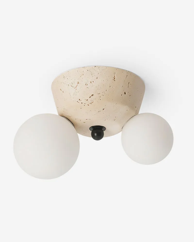 Ceiling Light Travertine and Frosted Glass | Vola