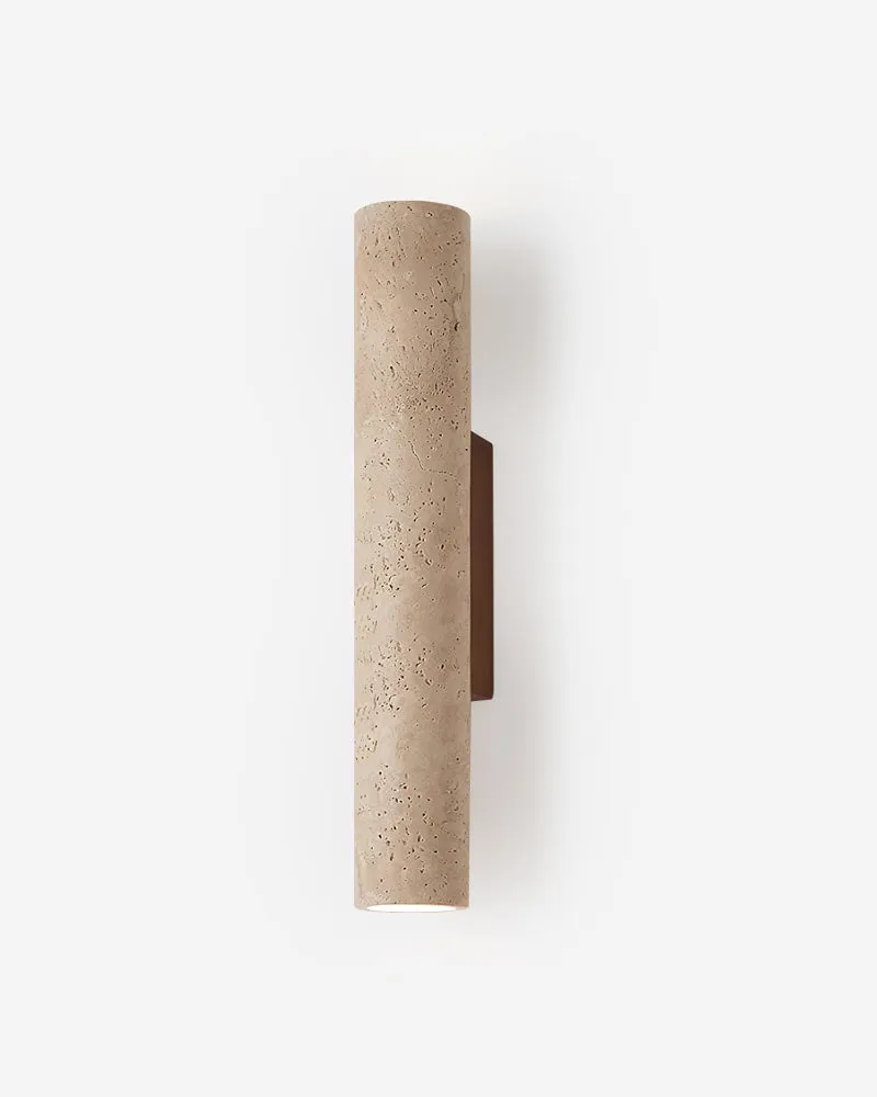 Wall Sconce Travertine and Wood Cylinder | Boki