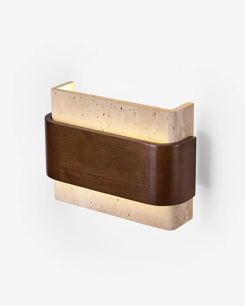 Wall Sconce Travertine and Solid Wood | Duka