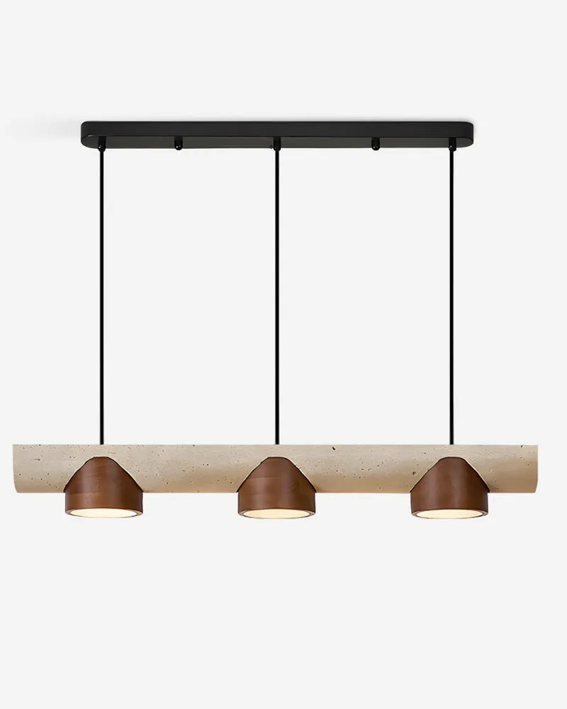 Pendant Light Travertine and Walnut Linear | Cada