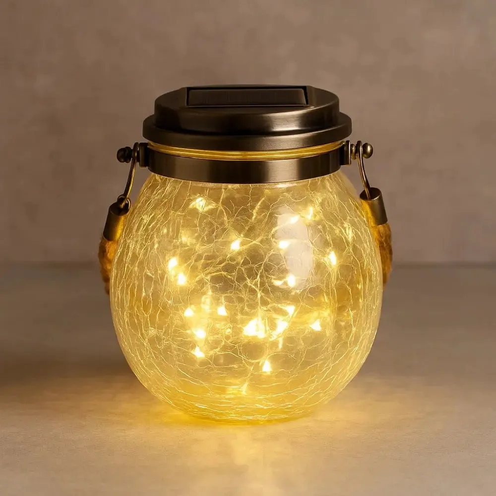 Outdoor Solar Lantern in Cracked Glass | Solarglow