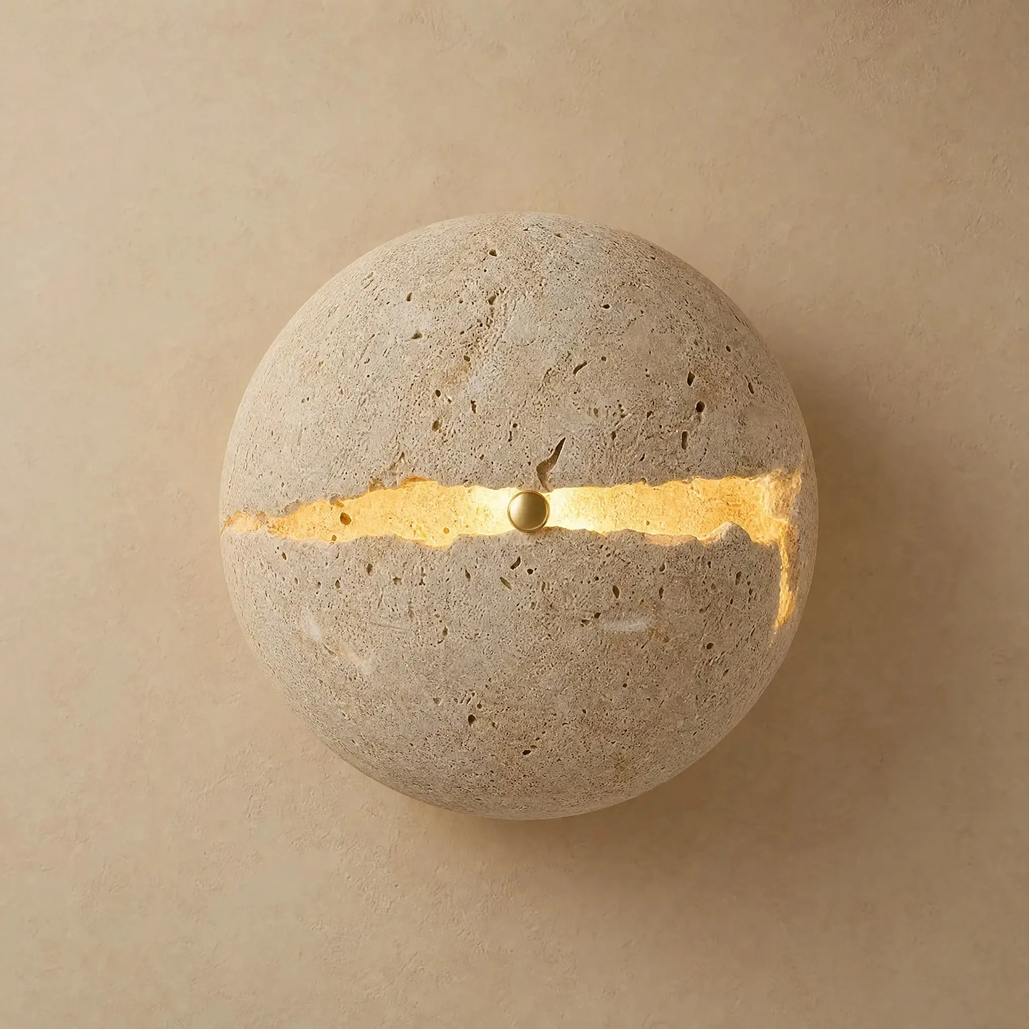 Wall Sconce Travertine Split Sphere | Kaltessa