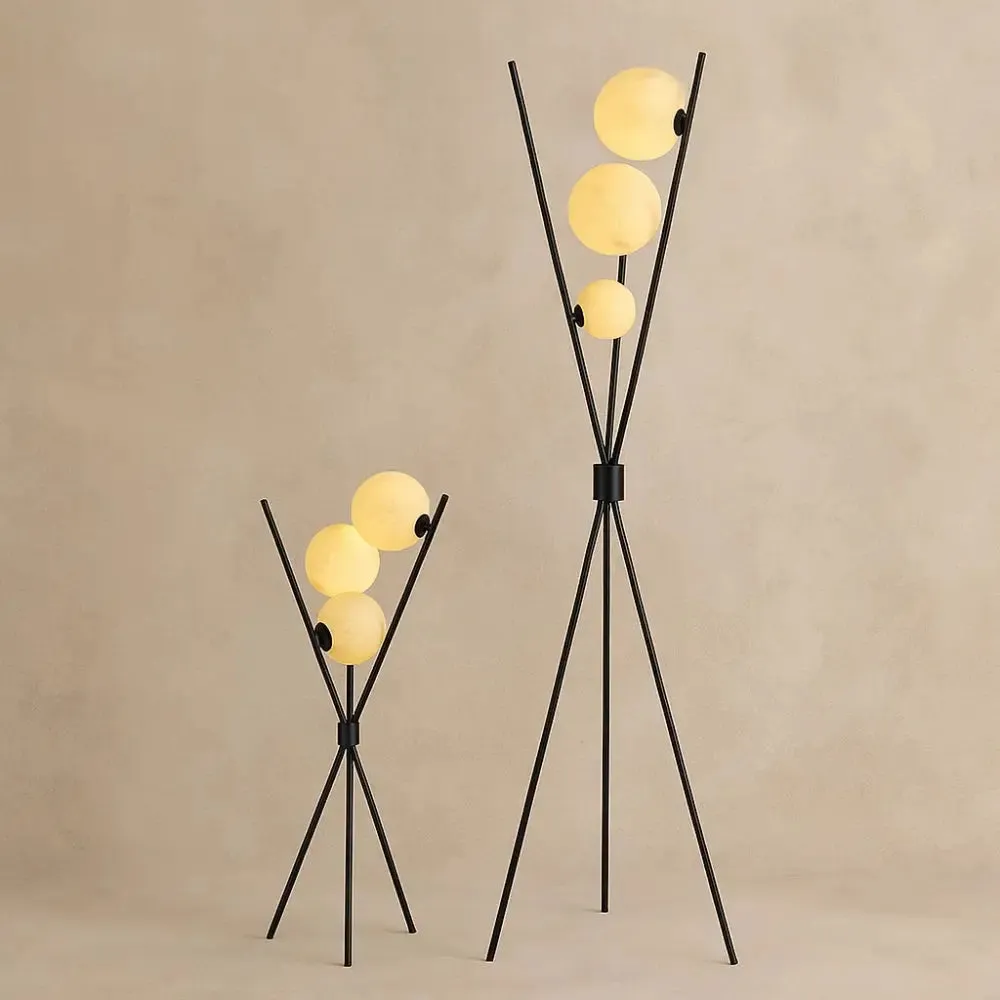 Table Lamp Frosted Glass Globe Tripod | Triadys
