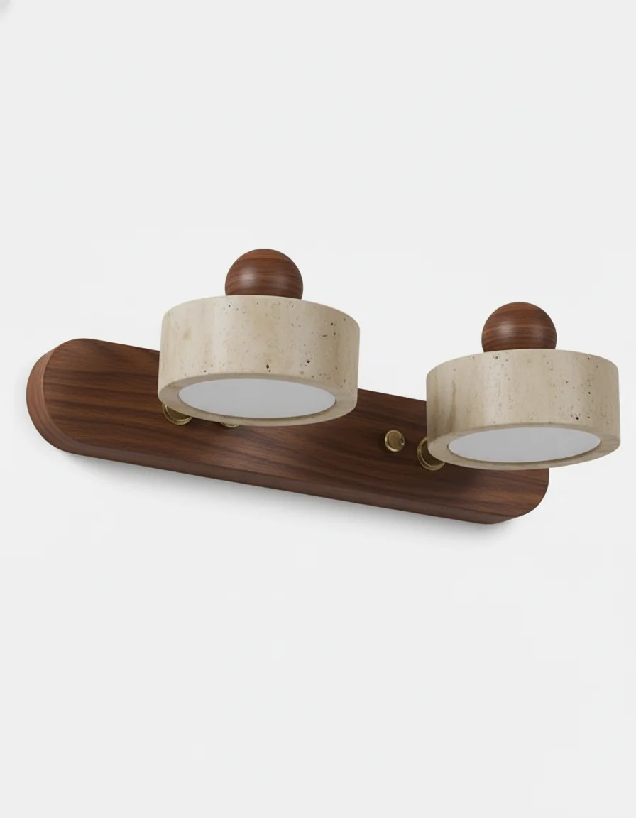 Wall Sconce Travertine and Solid Wood | Mika