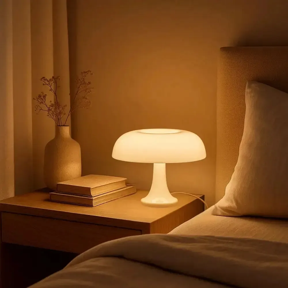 Table Lamp White Mushroom LED | Silvora