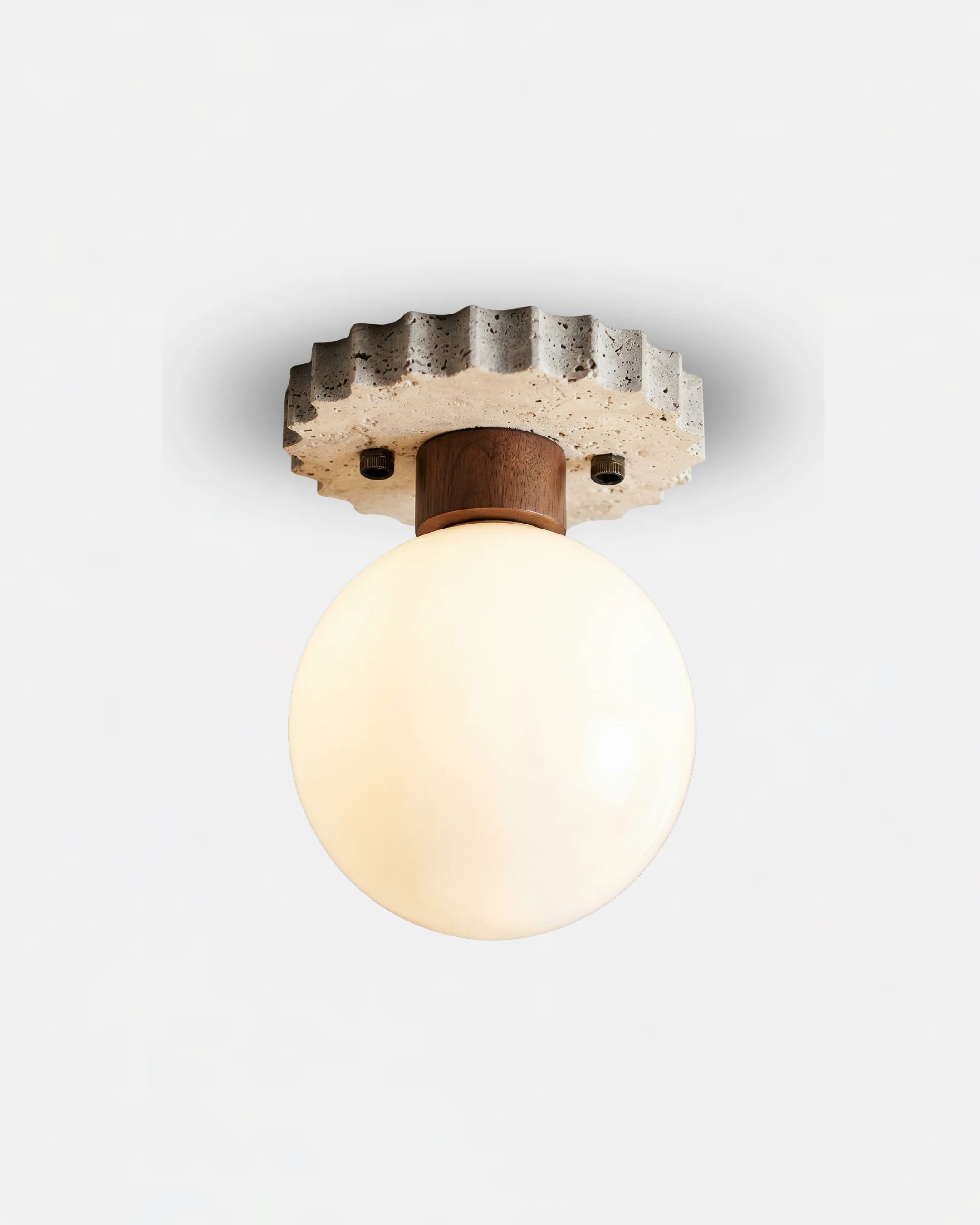 Ceiling Light Travertine and Opal Glass | Joki