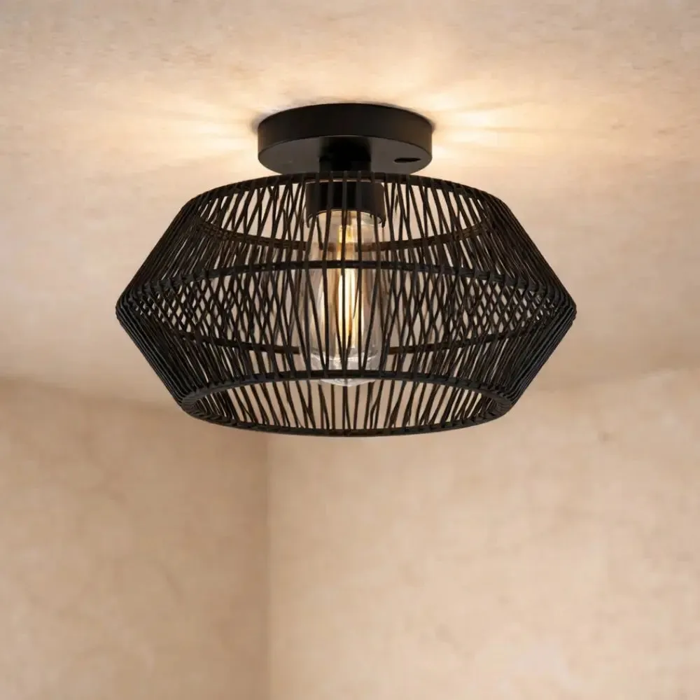 Ceiling Light Bohemian Woven Wood | Calenya