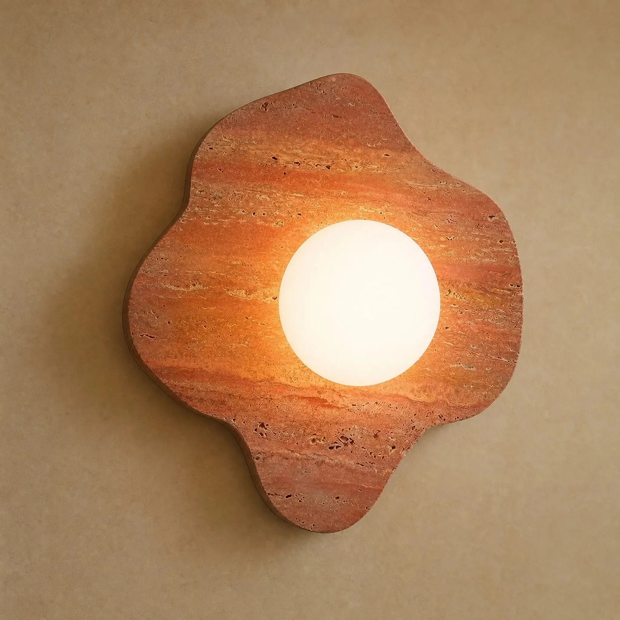 Wall Sconce Travertine & Opal Glass | Rubiane
