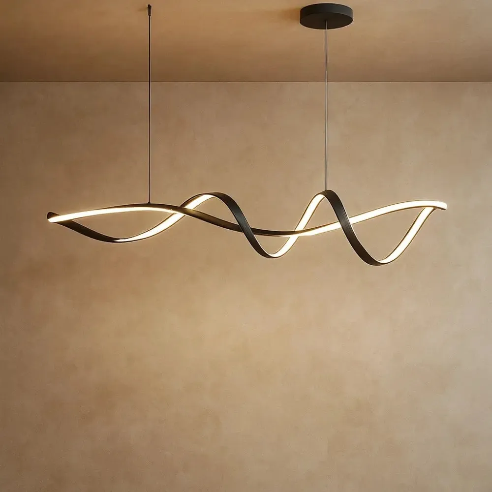Pendant Light Aluminum Matte Black Wave | Solvéra