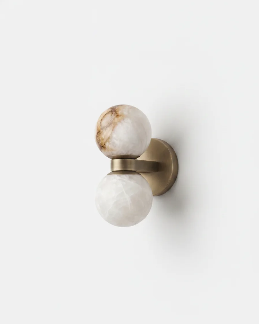 Wall Sconce Alabaster and Brass Sphere | Anthas