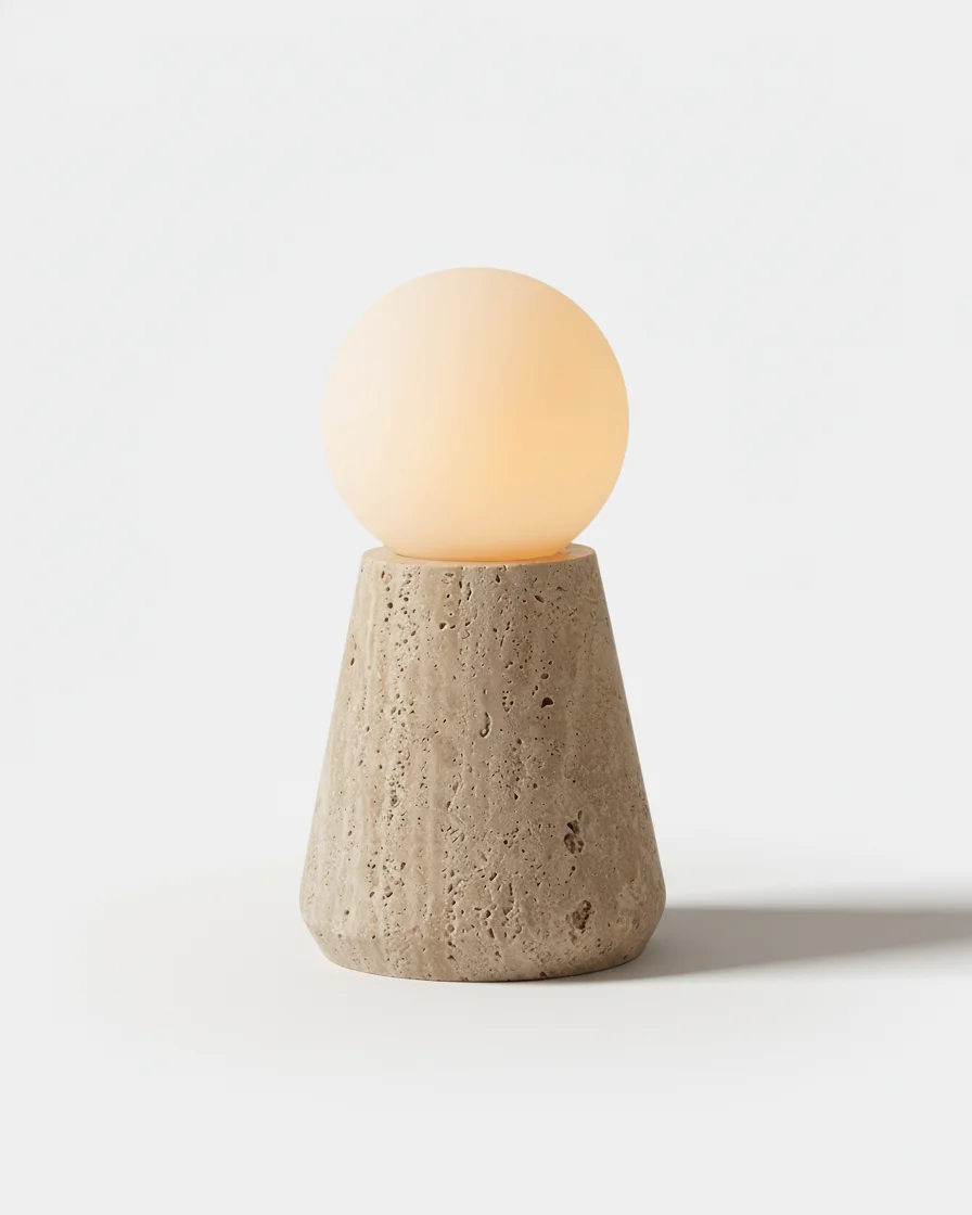 Table Lamp Travertine and Opal Glass | Ziro
