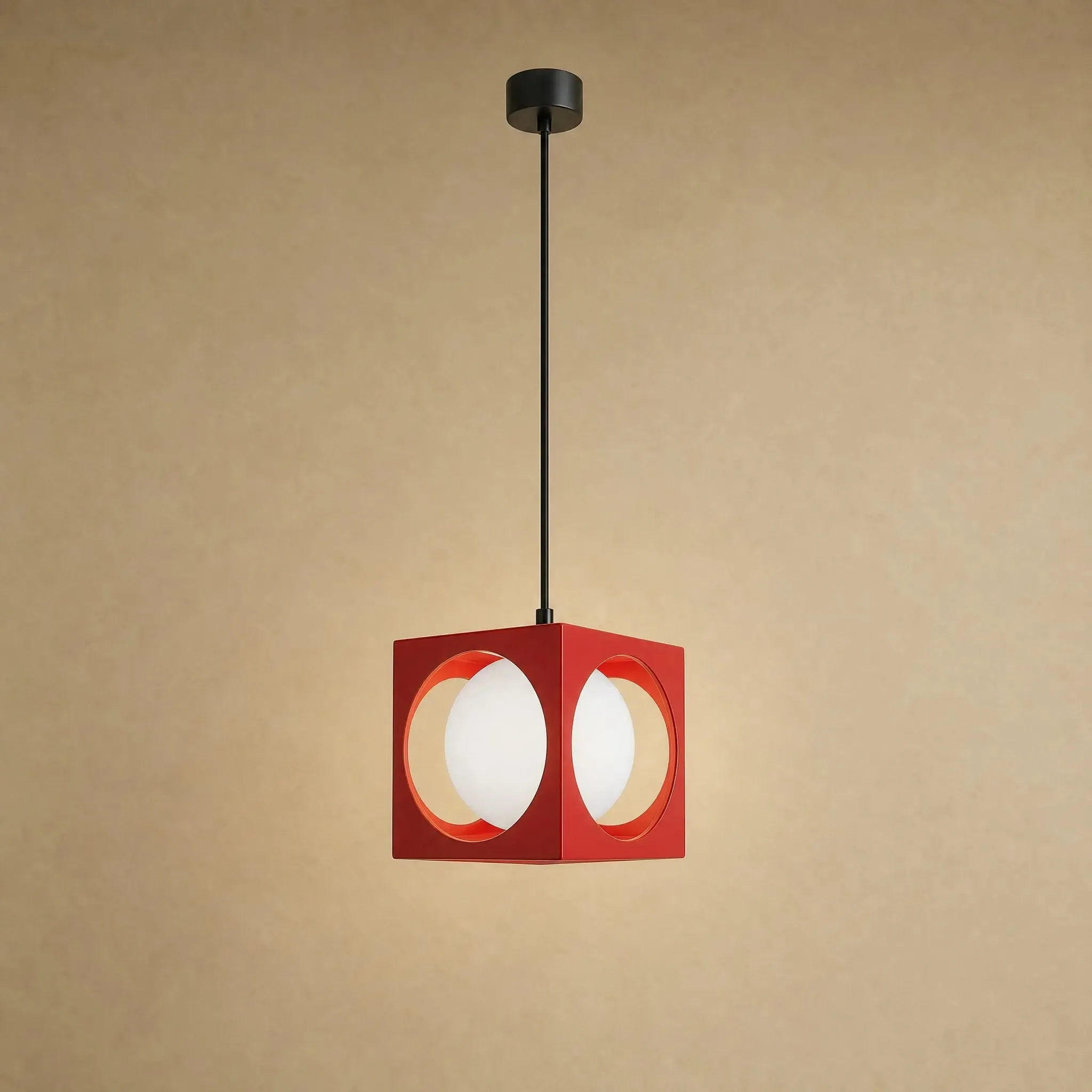 Pendant Light Opal Glass Retro Cube | Asobya